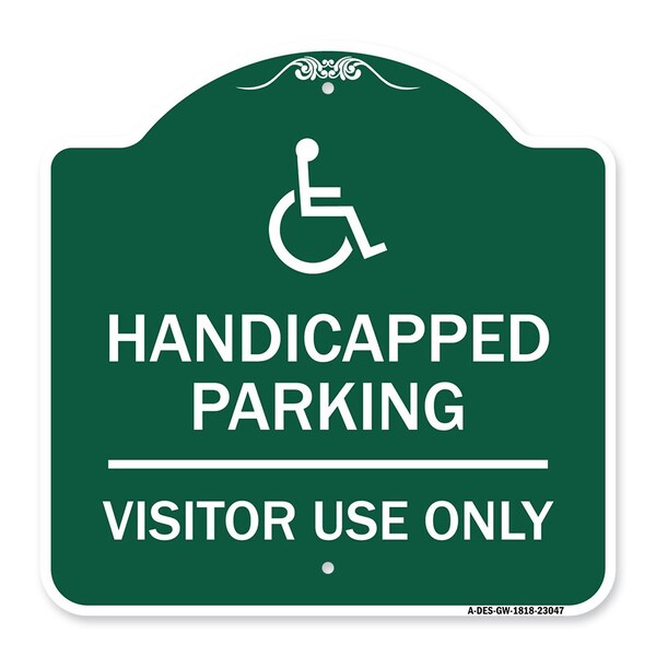 Signmission Reserved Parking Handicapped Parking Visitor Use Only with Graphic, Green & White, GW-1818-23047 A-DES-GW-1818-23047 - main